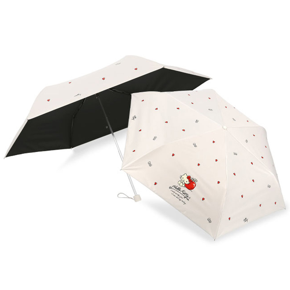 헬로키티 애플하트 암막코팅 50 슬림 3단 양우산 아이보리
