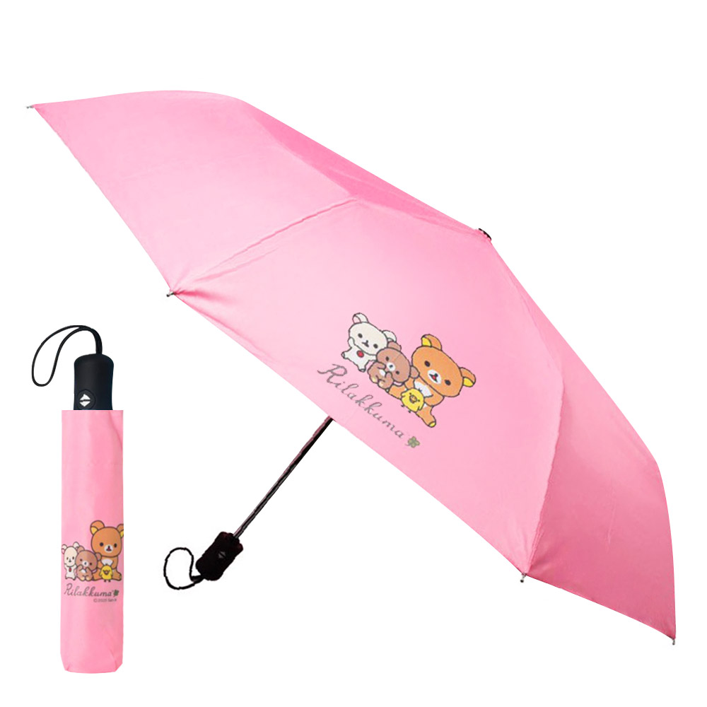 리락쿠마 핑크 3단 자동우산