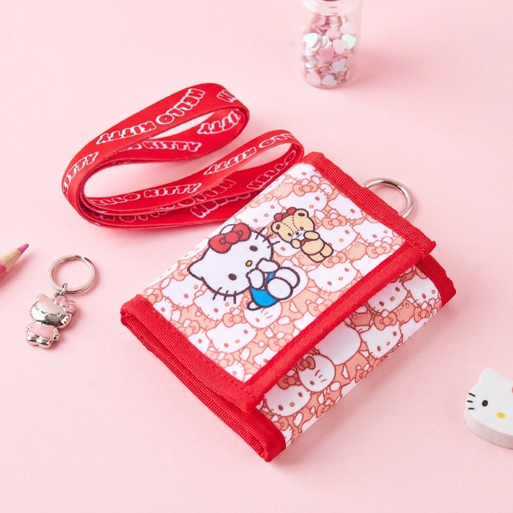 헬로키티 와글와글 3단 목걸이 지갑 레드
