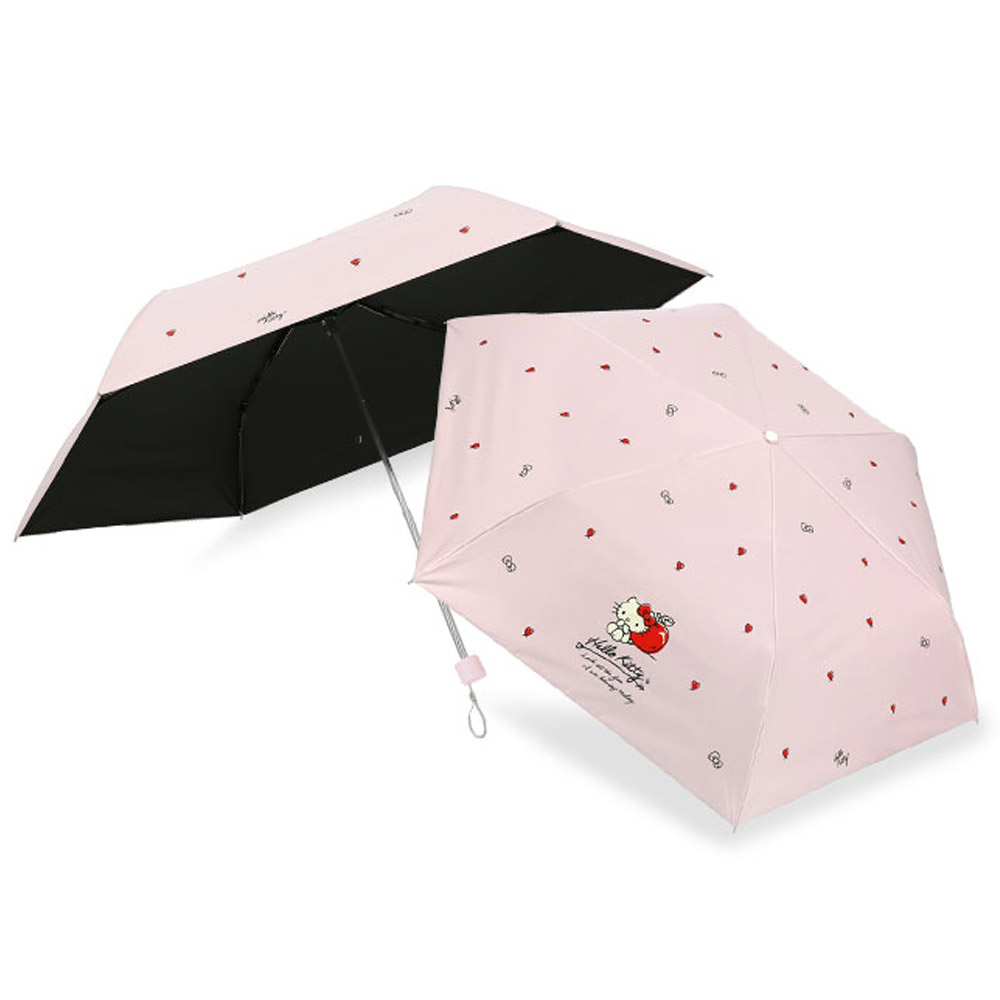 헬로키티 애플하트 암막코팅 50 슬림 3단 양우산 핑크