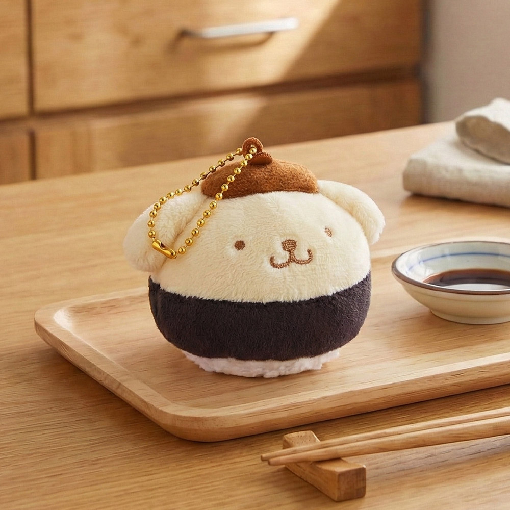 산리오 폼폼푸린 계란후토마키 초밥 가방고리 5cm