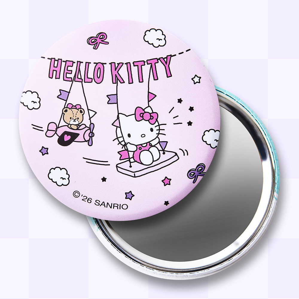 헬로키티 스윙 원형 버튼 거울