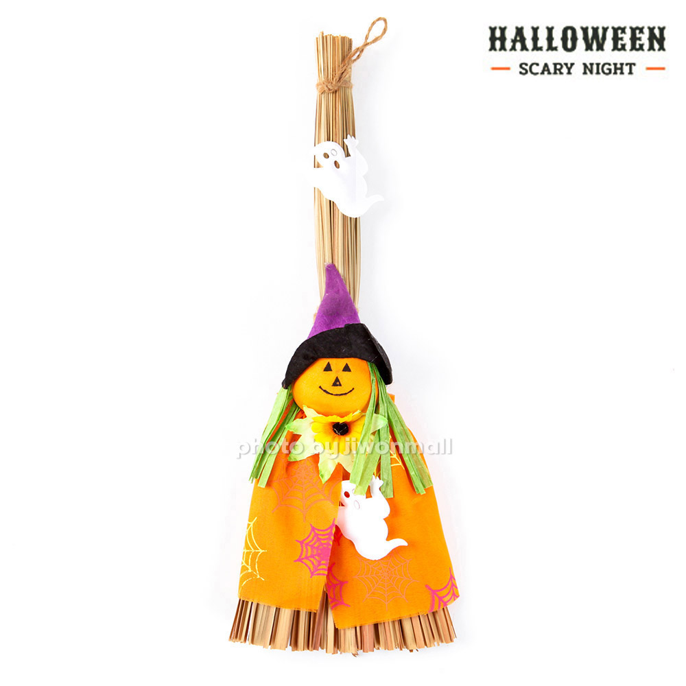 할로윈 빗자루 장식 - 호박