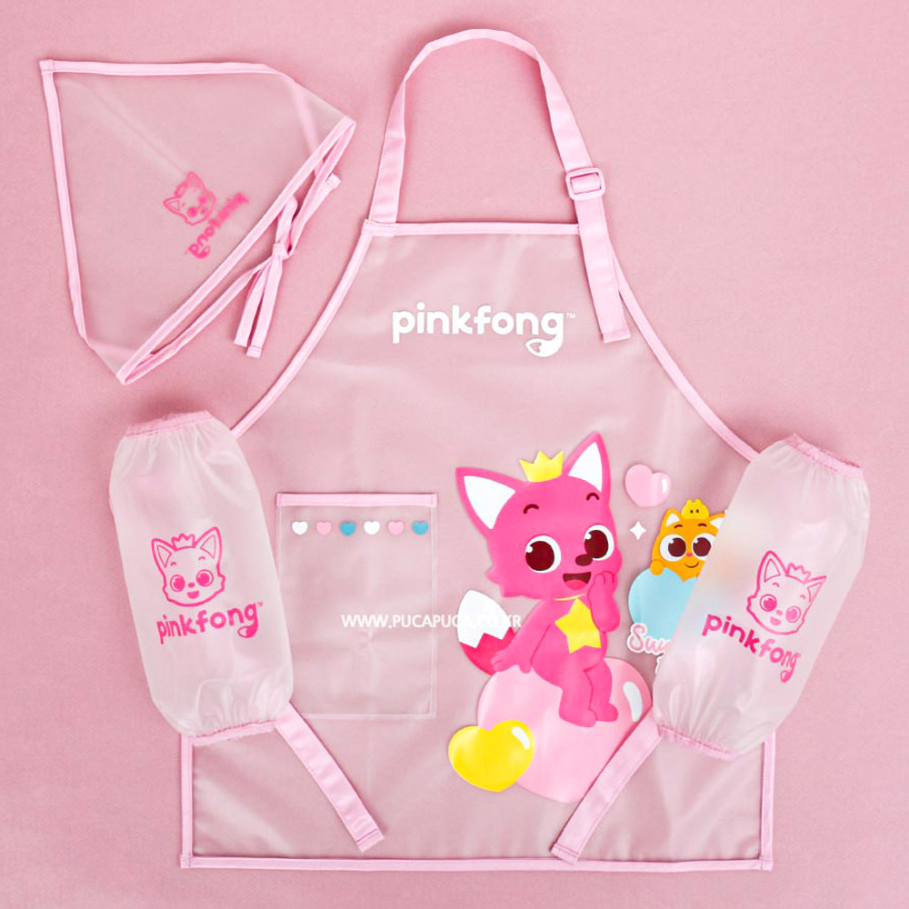 핑크퐁 하트 앞치마 토시 두건 3종세트