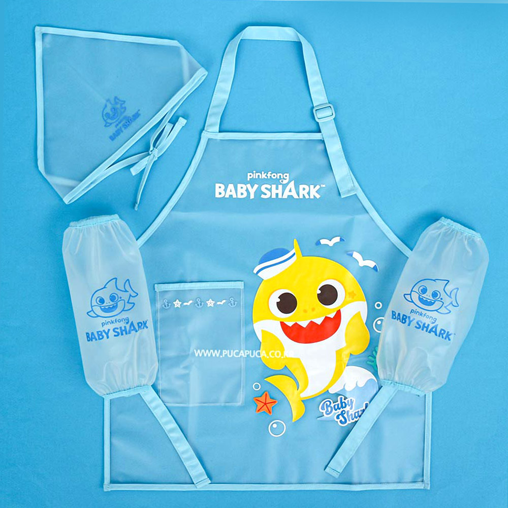 아기상어 마린 앞치마 토시 두건 3종세트