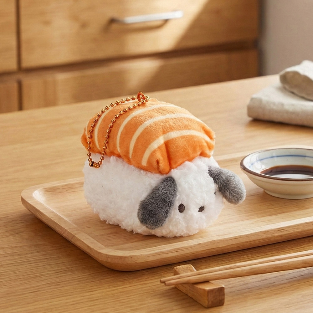 산리오 포차코 연어 초밥 가방고리 5cm