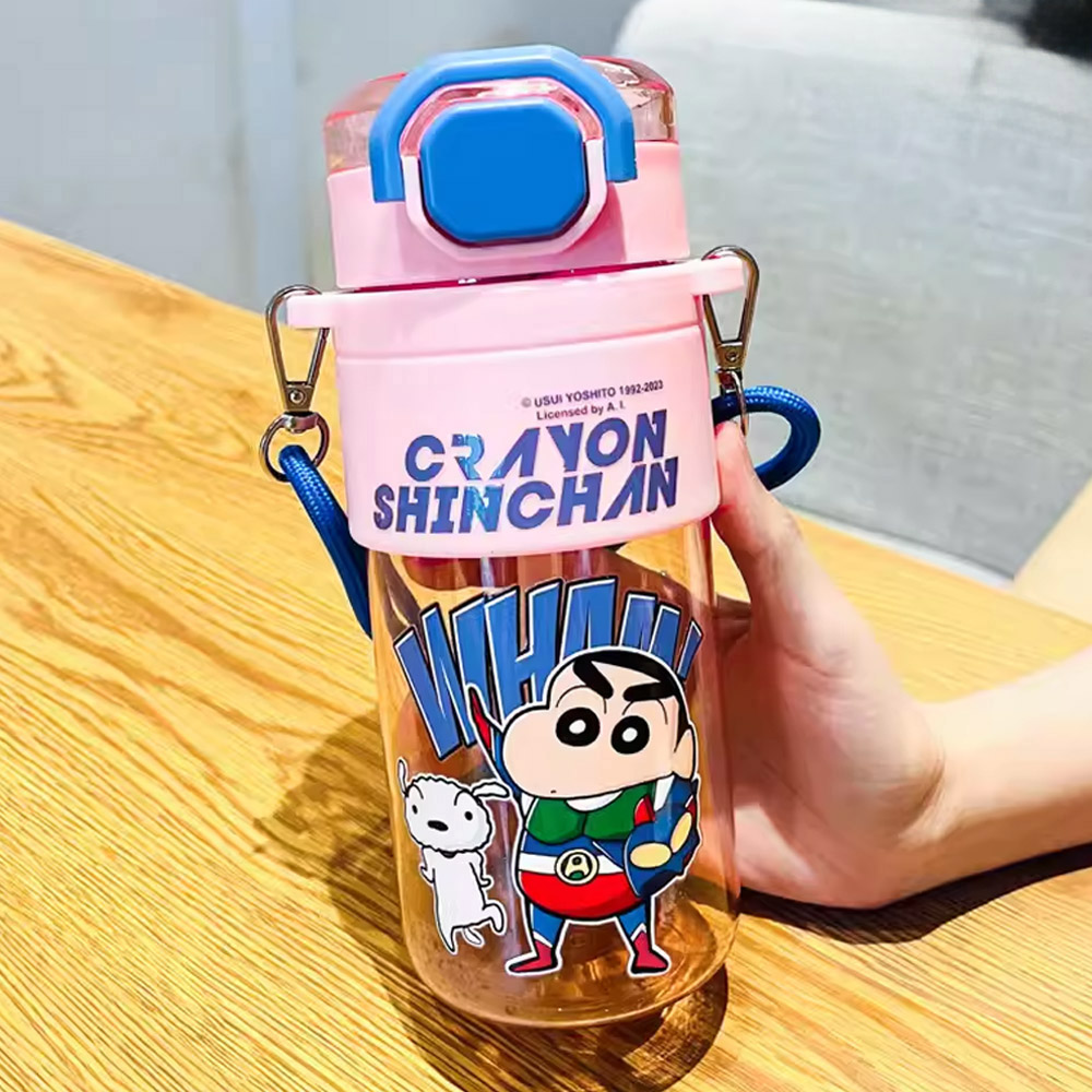 짱구 컬러풀 빨대 물통 650ml - 핑크