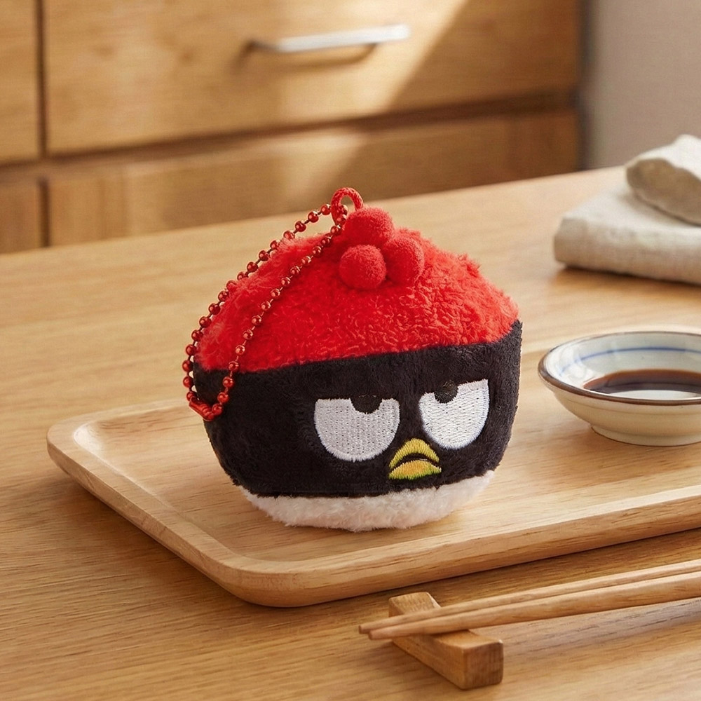 산리오 배드바츠마루 연어알군함 초밥 가방고리 5cm