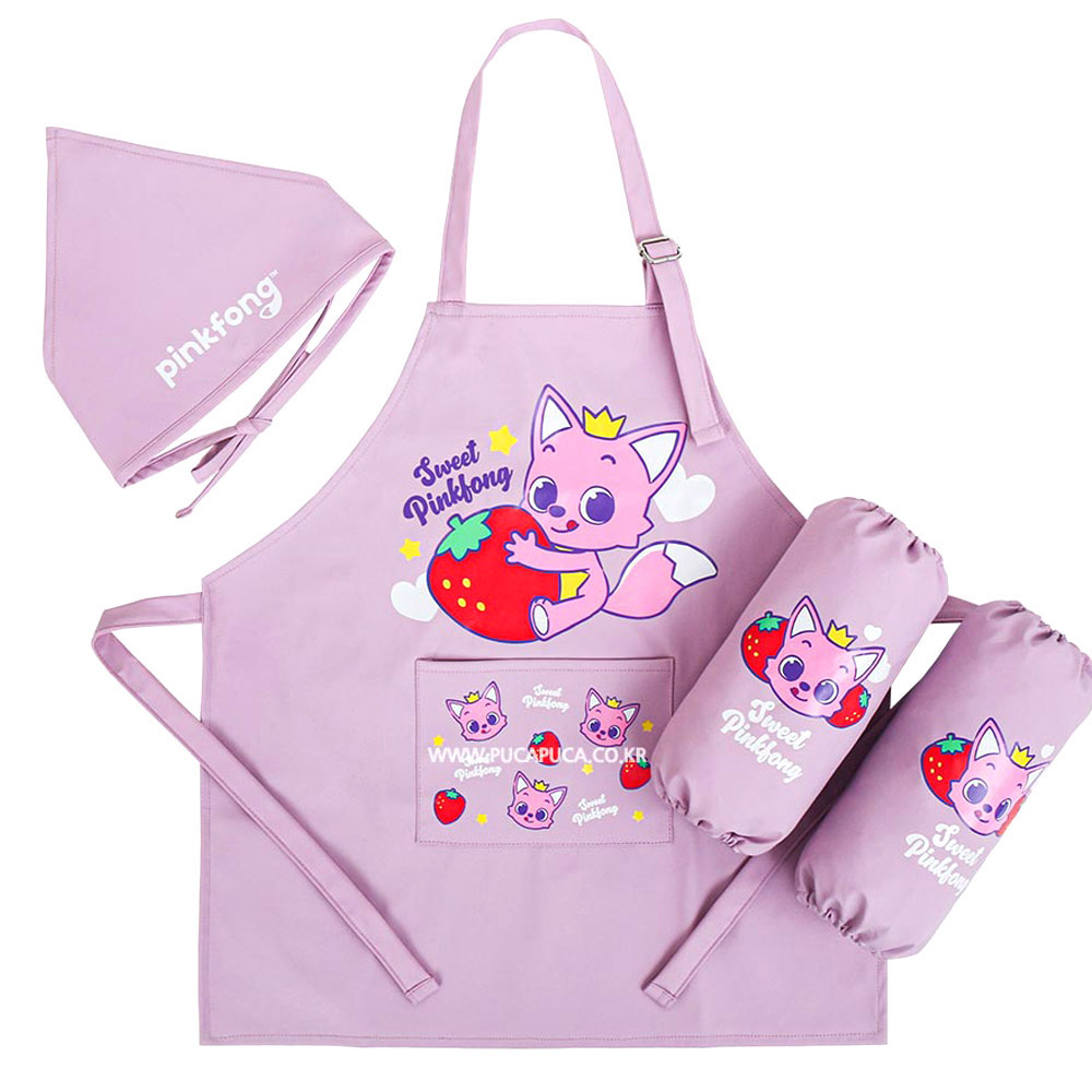 핑크퐁 베리 앞치마 토시 두건 3종세트